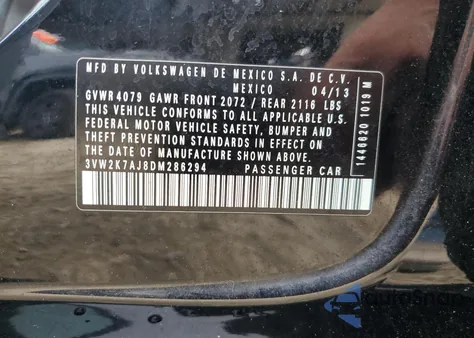 2013 Volkswagen Jetta Base from USA, damaged, VIN 3VW2K7AJ8DM286294